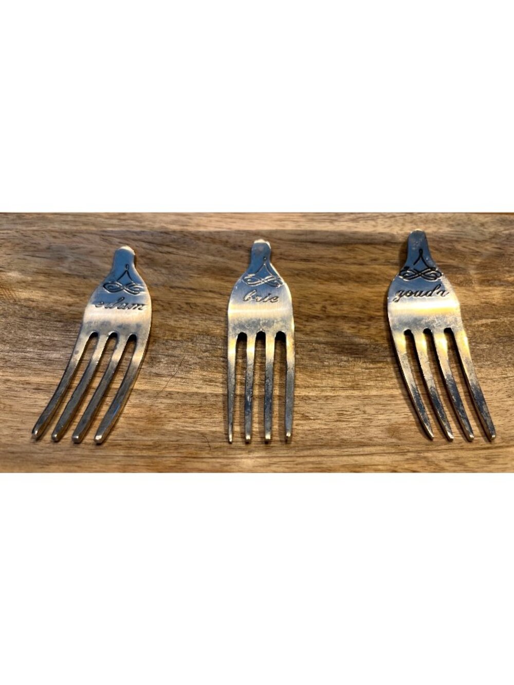 Vtg Silver Plated Fork Cheese Markers Set Of 3 Charcuterie Board